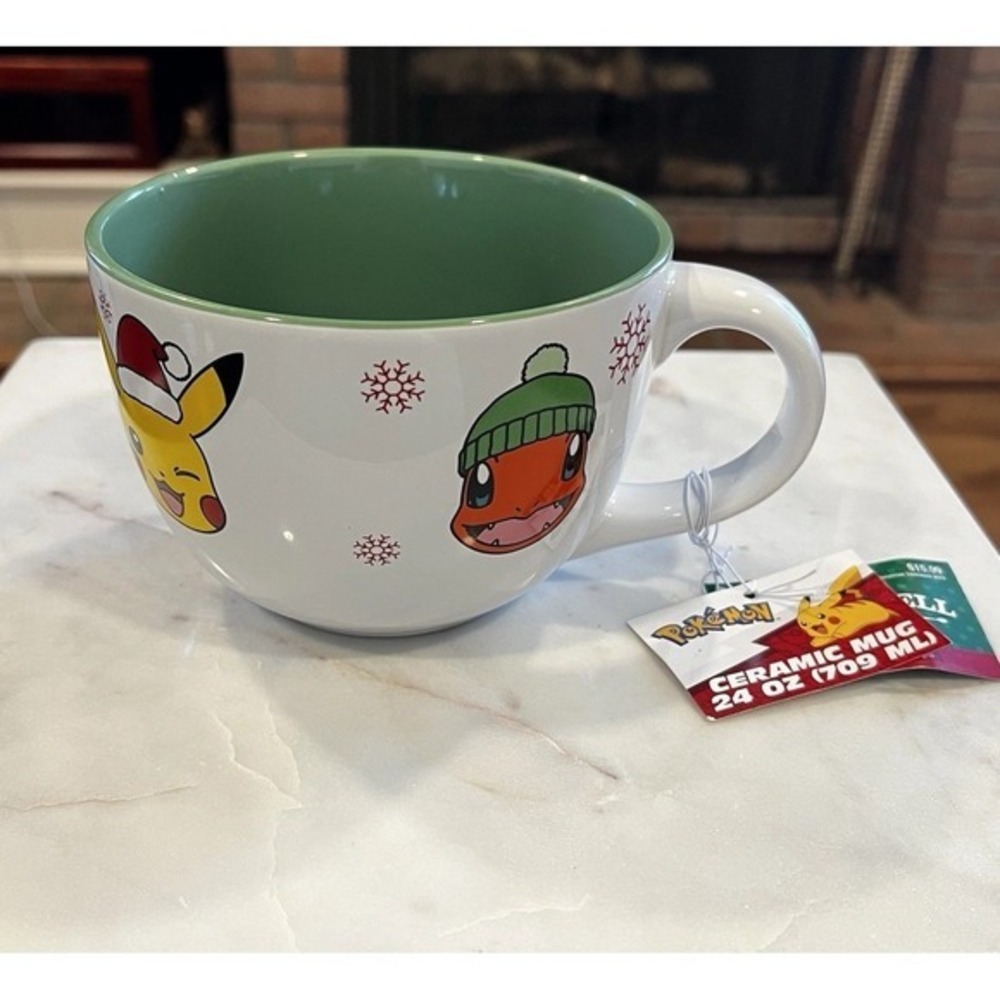 NWT -Pokémon Christmas Ceramic Mug 24 OZ Pikachu Charmander‎ Bulbasaur Squirtle